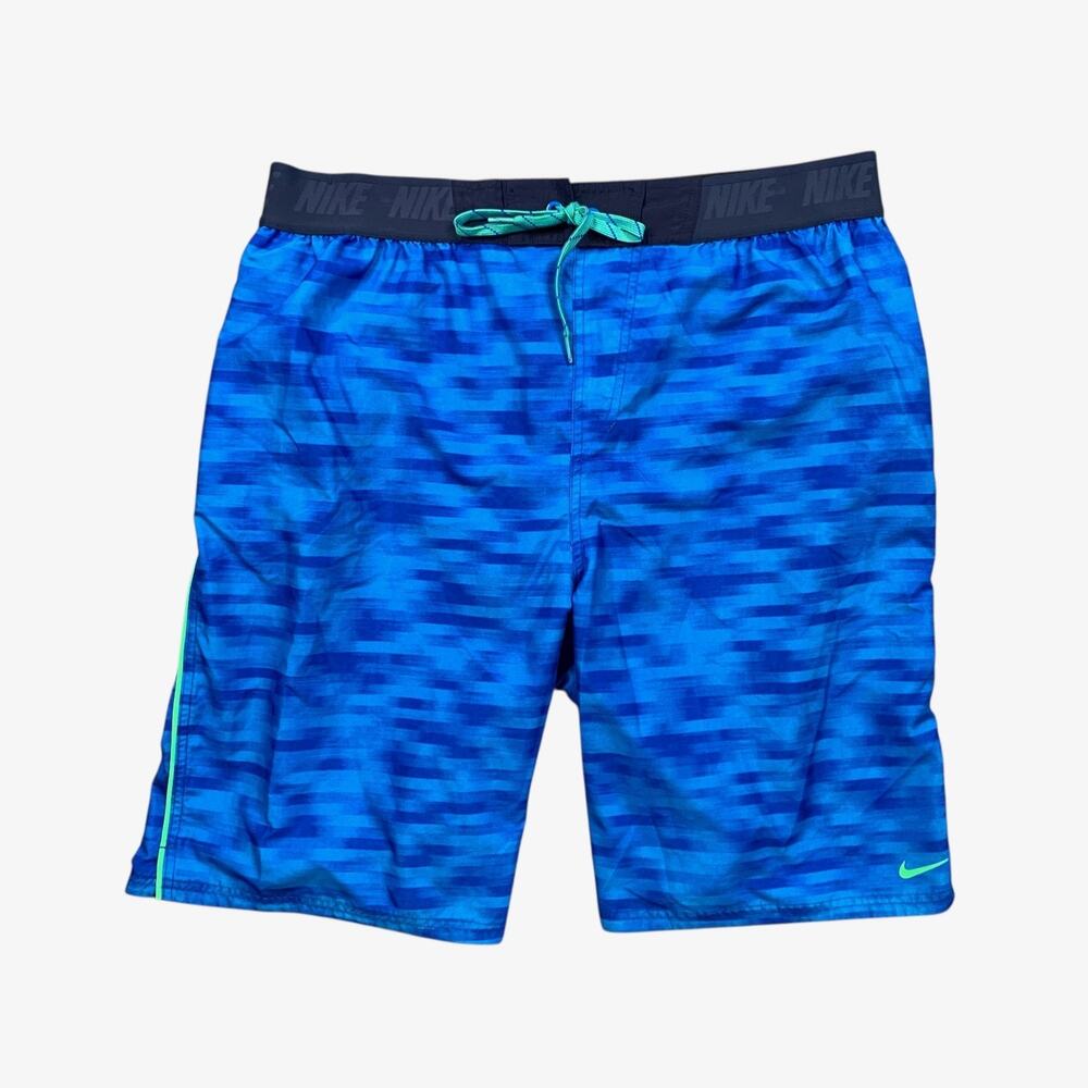 Nike Swim Shorts Mens XXL Blue Water Camo Brief Lined Beach Surf Drawstring Tie